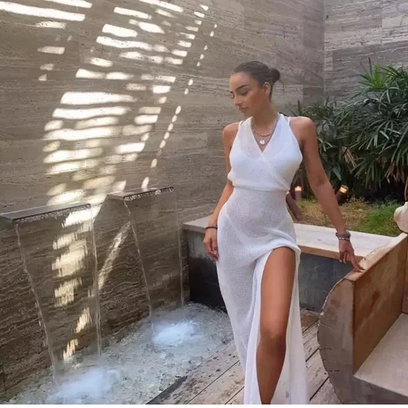 New Boho Crochet Beach Dress Swim Cover Up Maxi Midi - Picture 14 of 17